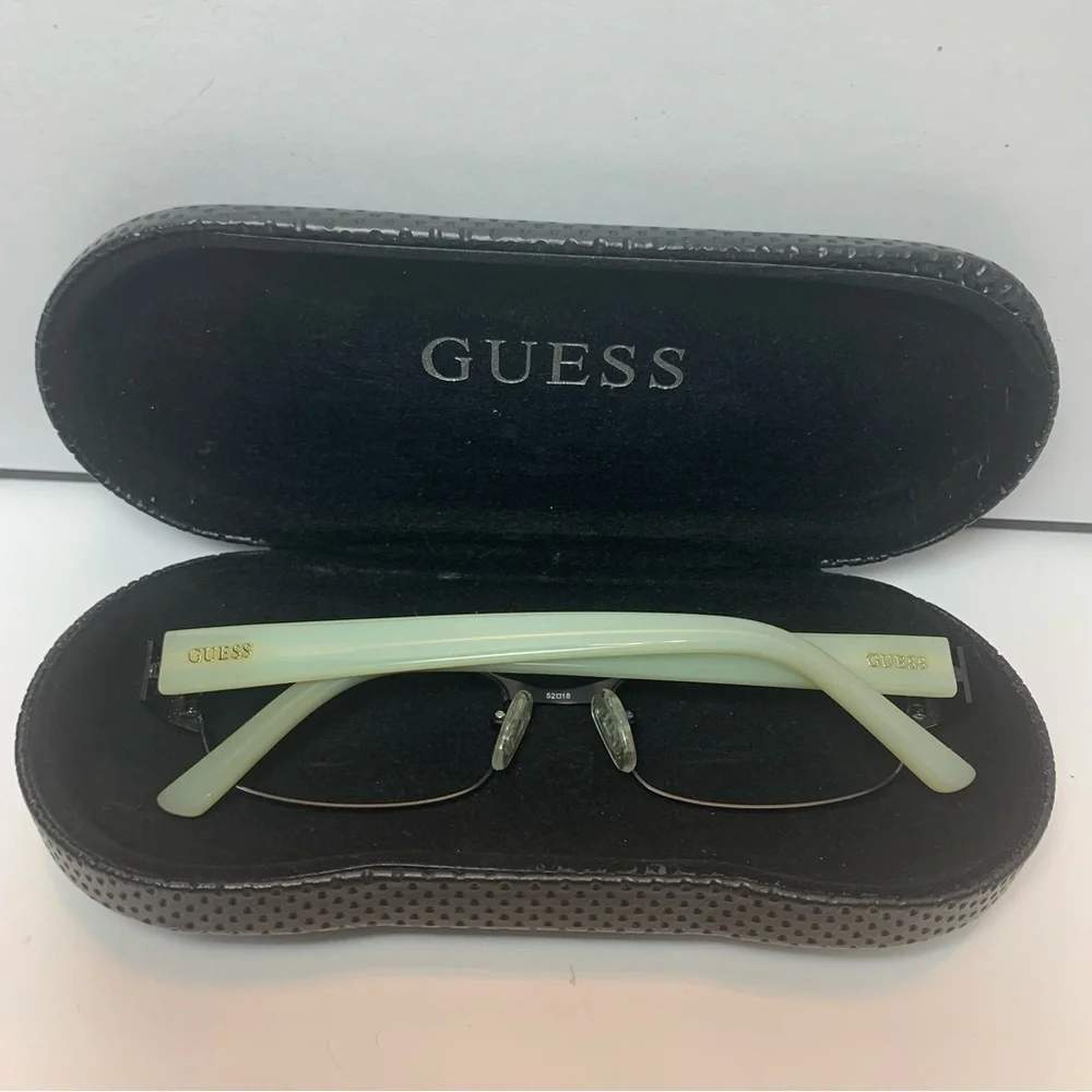 GUESS Full Rim Eyeglasses 52-18-135 Bronze Metal Frame/Pale Green Opaque Arms